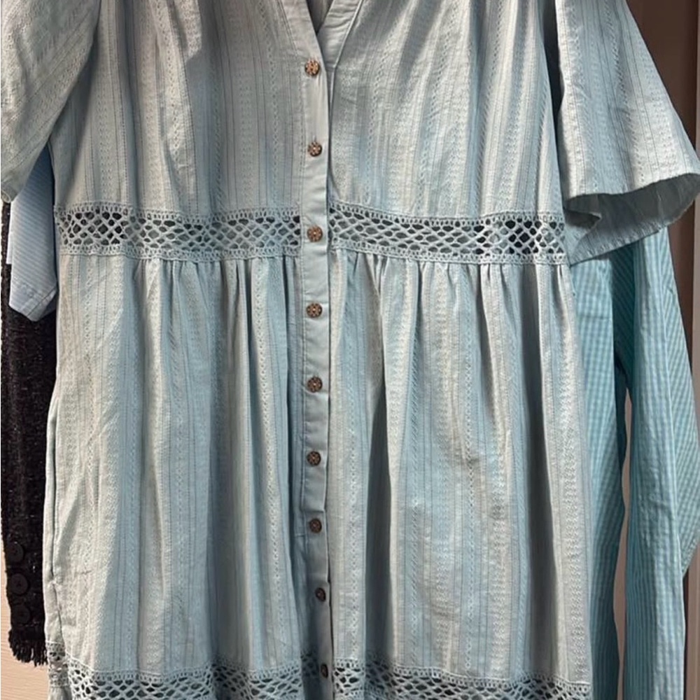 Knox Rose Light Blue Lace Detail Blouse